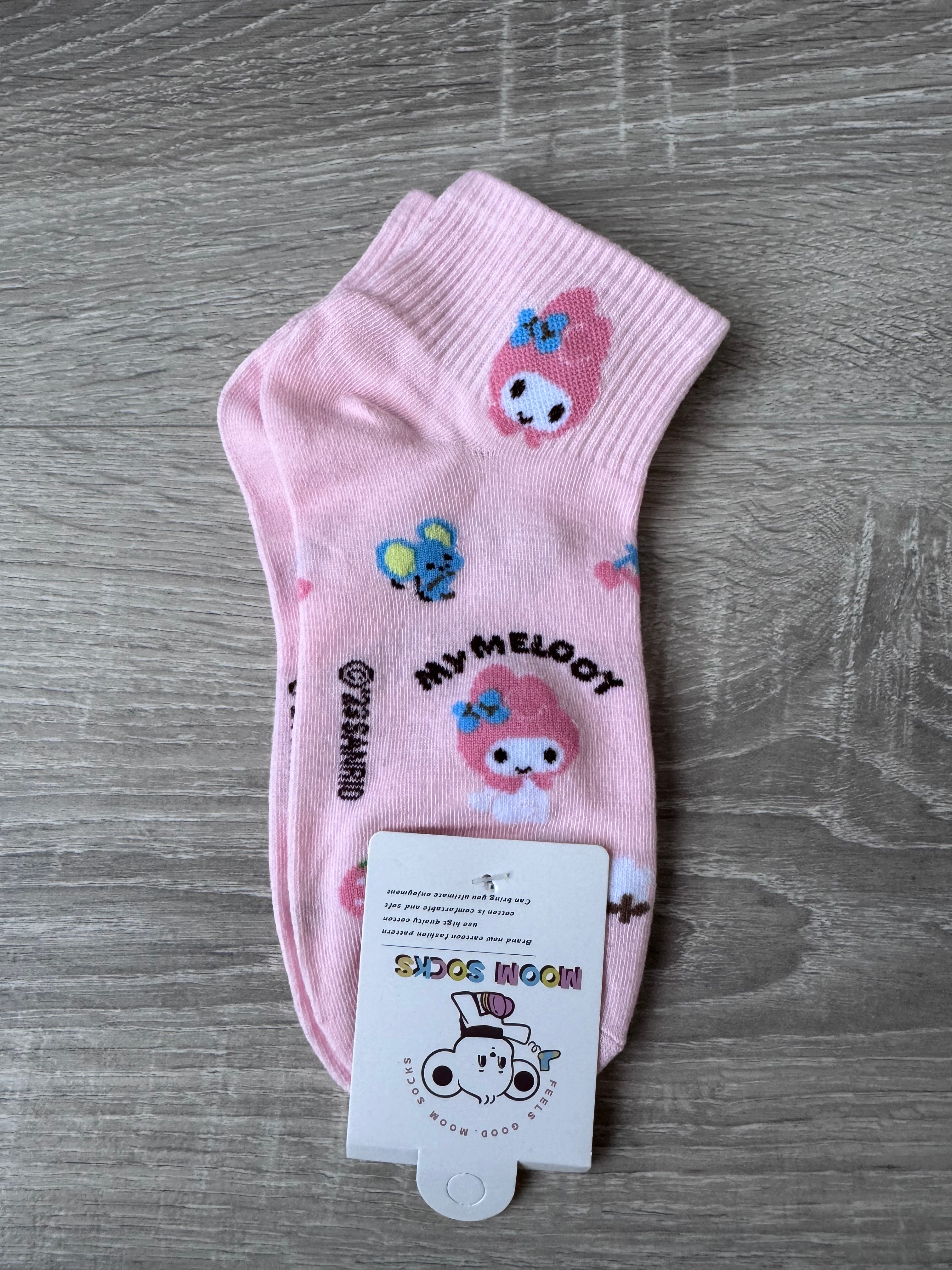 Sanrio Character Ankle Socks – Cute Kawaii Pastel Cotton Socks| Hello Kitty, Cinnamoroll, My Melody, Pochacco, Pompompurin