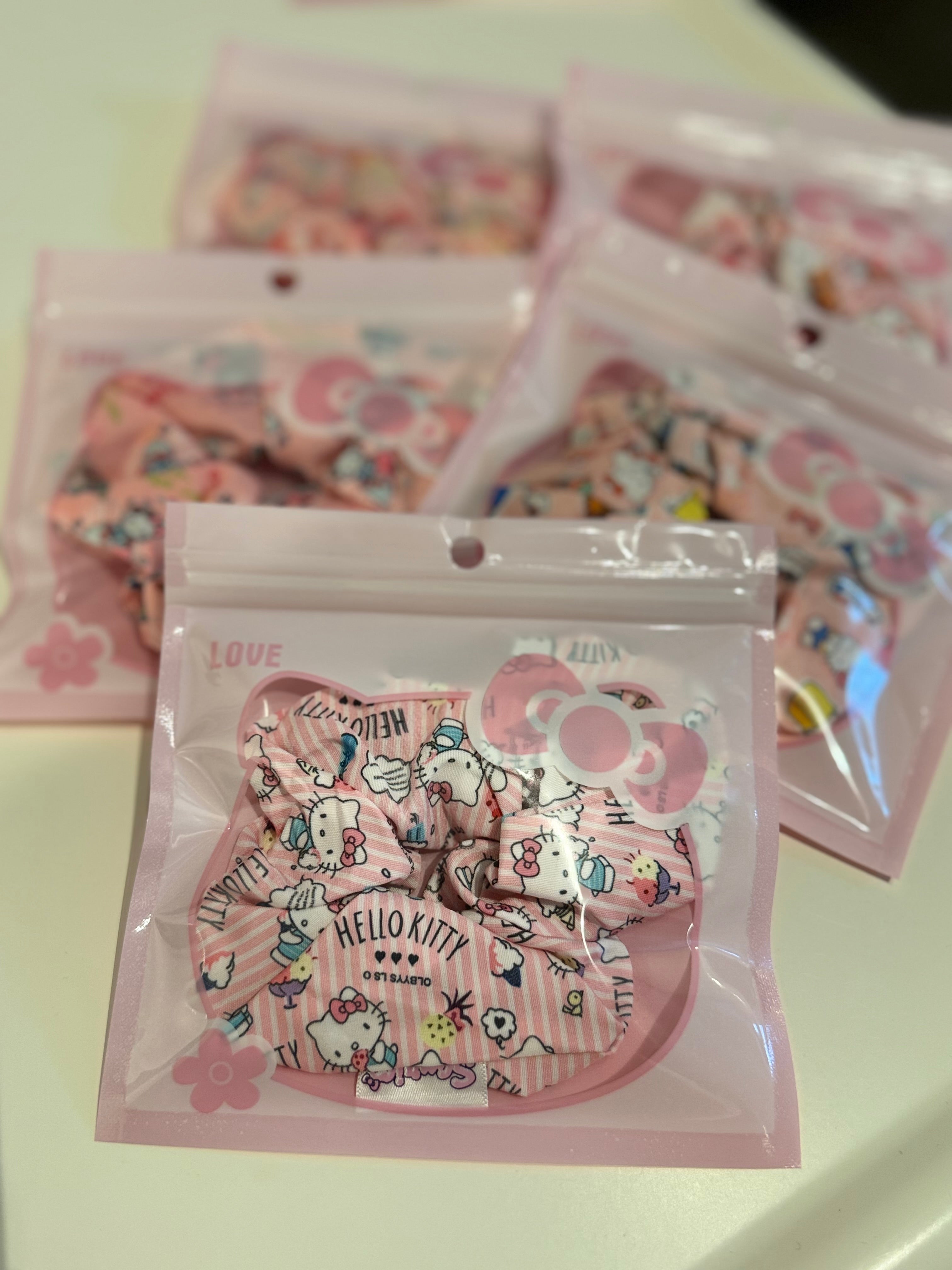 Sanrio Character Pink Scrunchie Hello Kitty and Friends