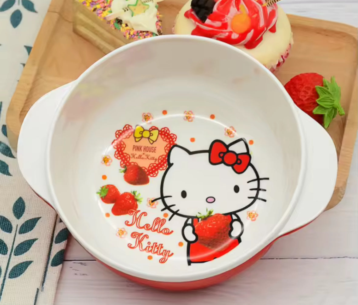 Sanrio Hello Kitty Melamine Plates and Bowl with lid