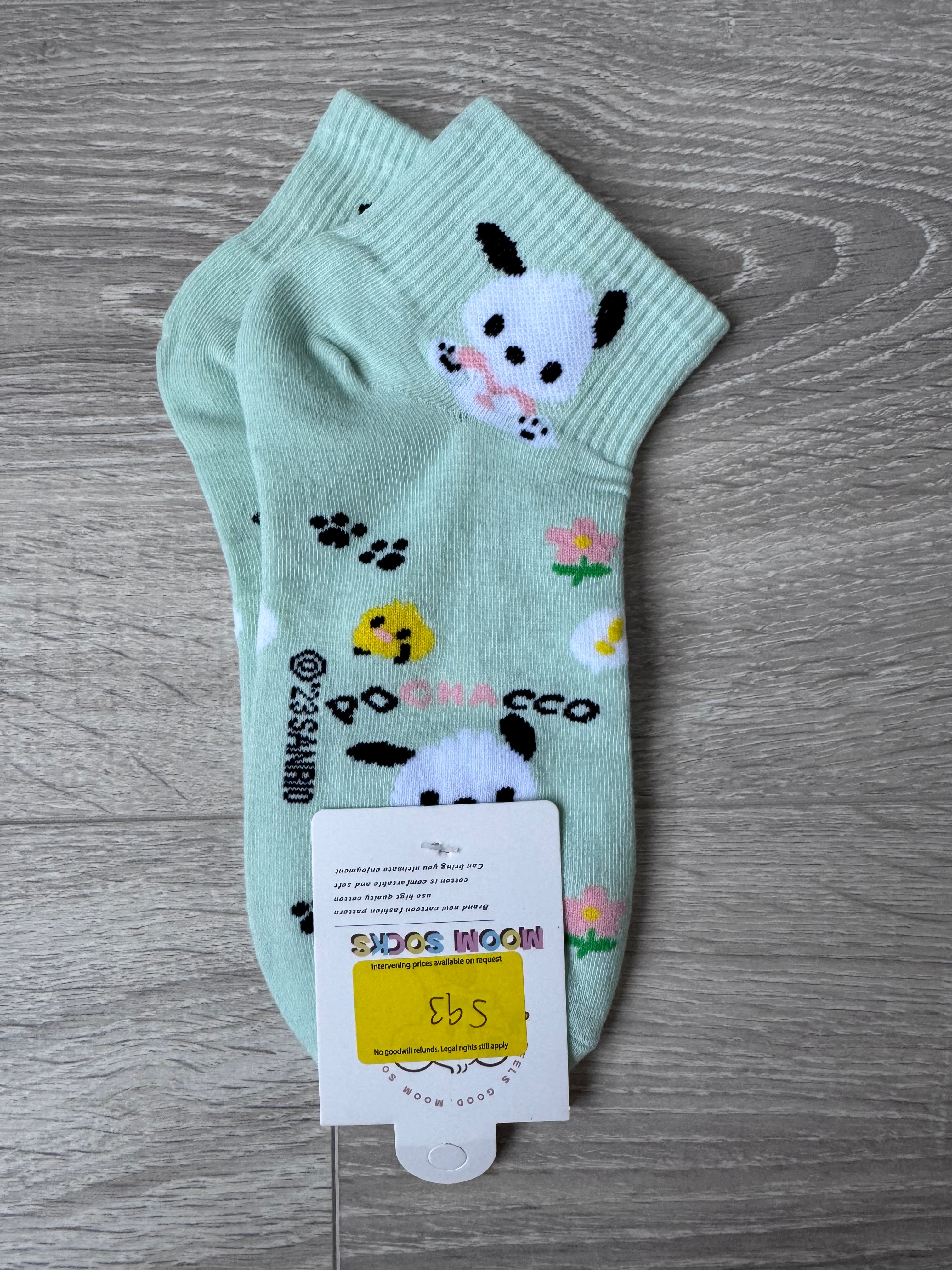 Sanrio Character Ankle Socks – Cute Kawaii Pastel Cotton Socks| Hello Kitty, Cinnamoroll, My Melody, Pochacco, Pompompurin