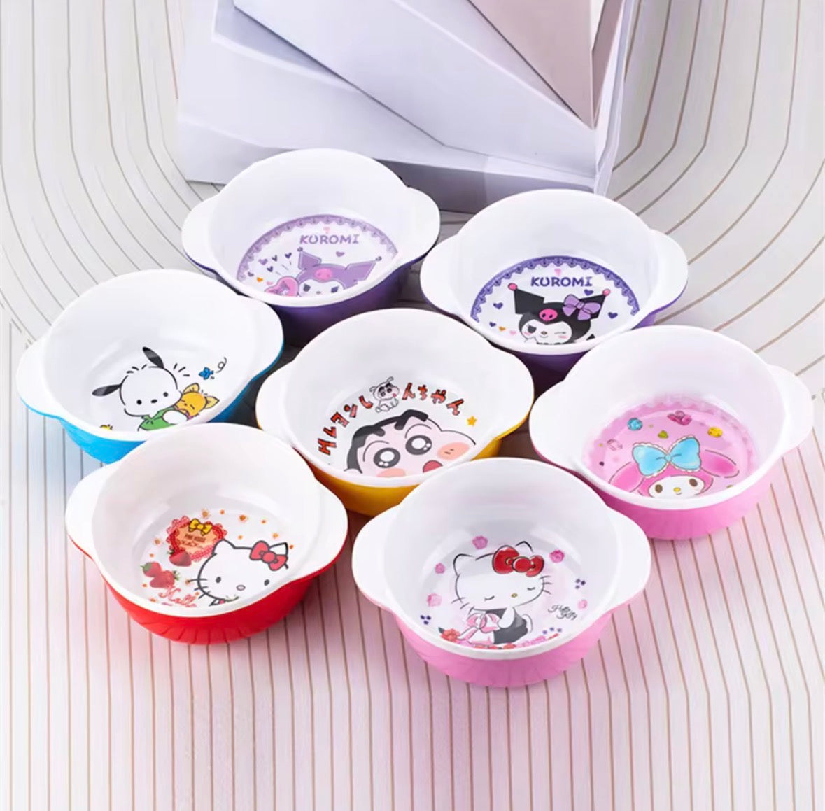 Sanrio Hello Kitty Melamine Plates and Bowl with lid