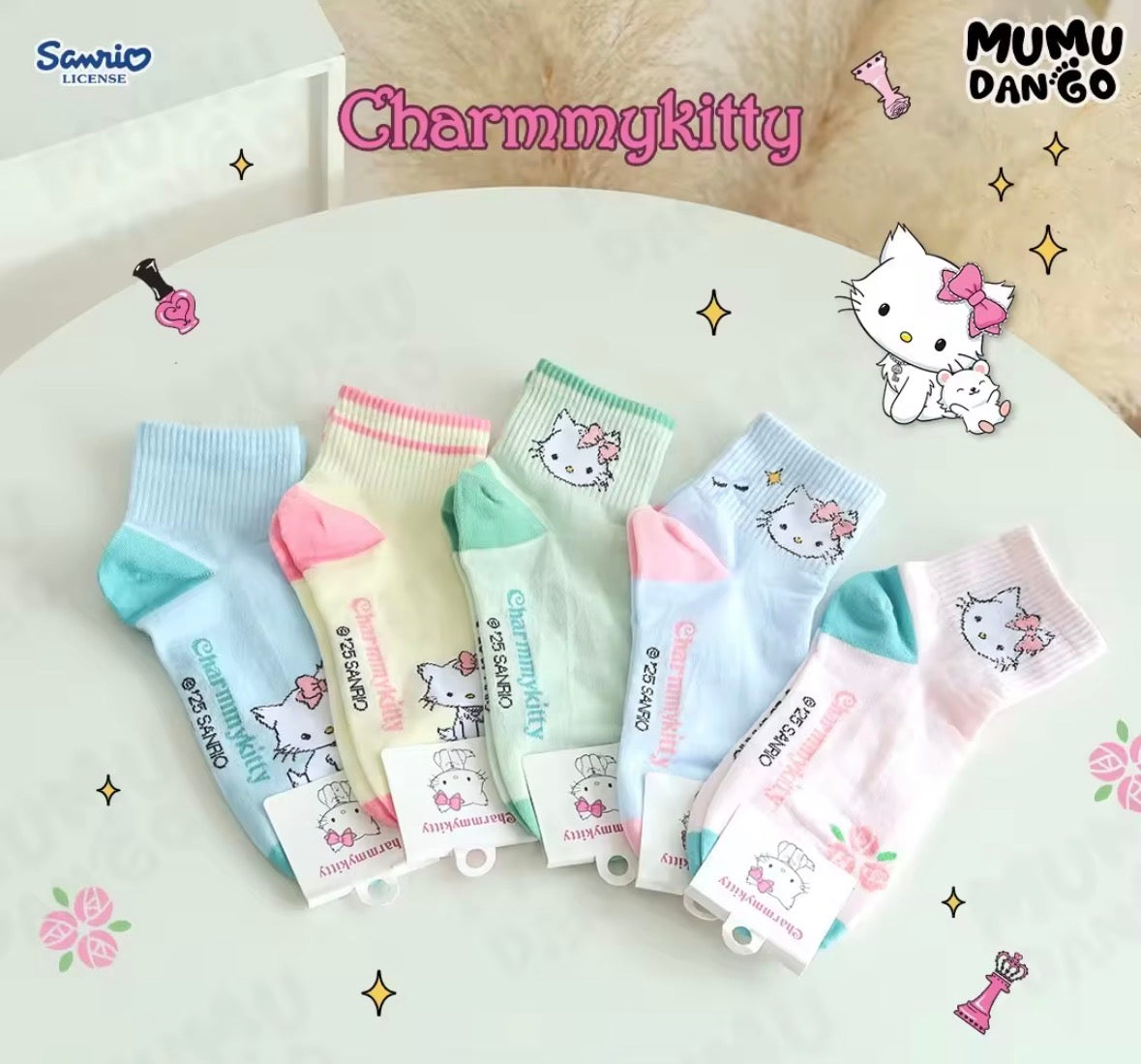 Set of 5 Sanrio Charmmy Kitty Coquette Aesthetic Socks