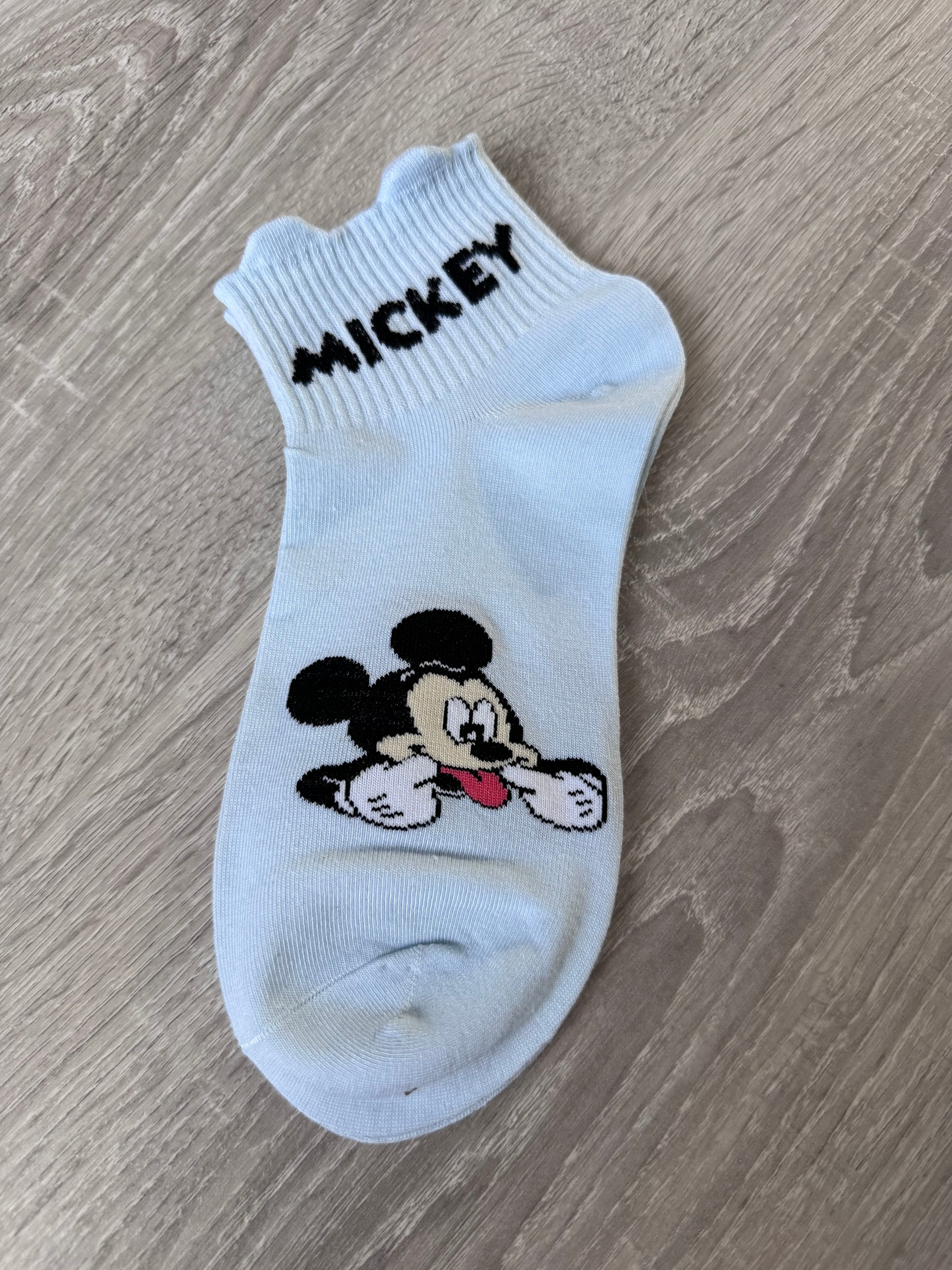 Mickey Mouse & Friends 5-Pack Ankle Socks – Pastel Blue & Cream Disney Character Low-Cut Socks, Soft Cotton Blend