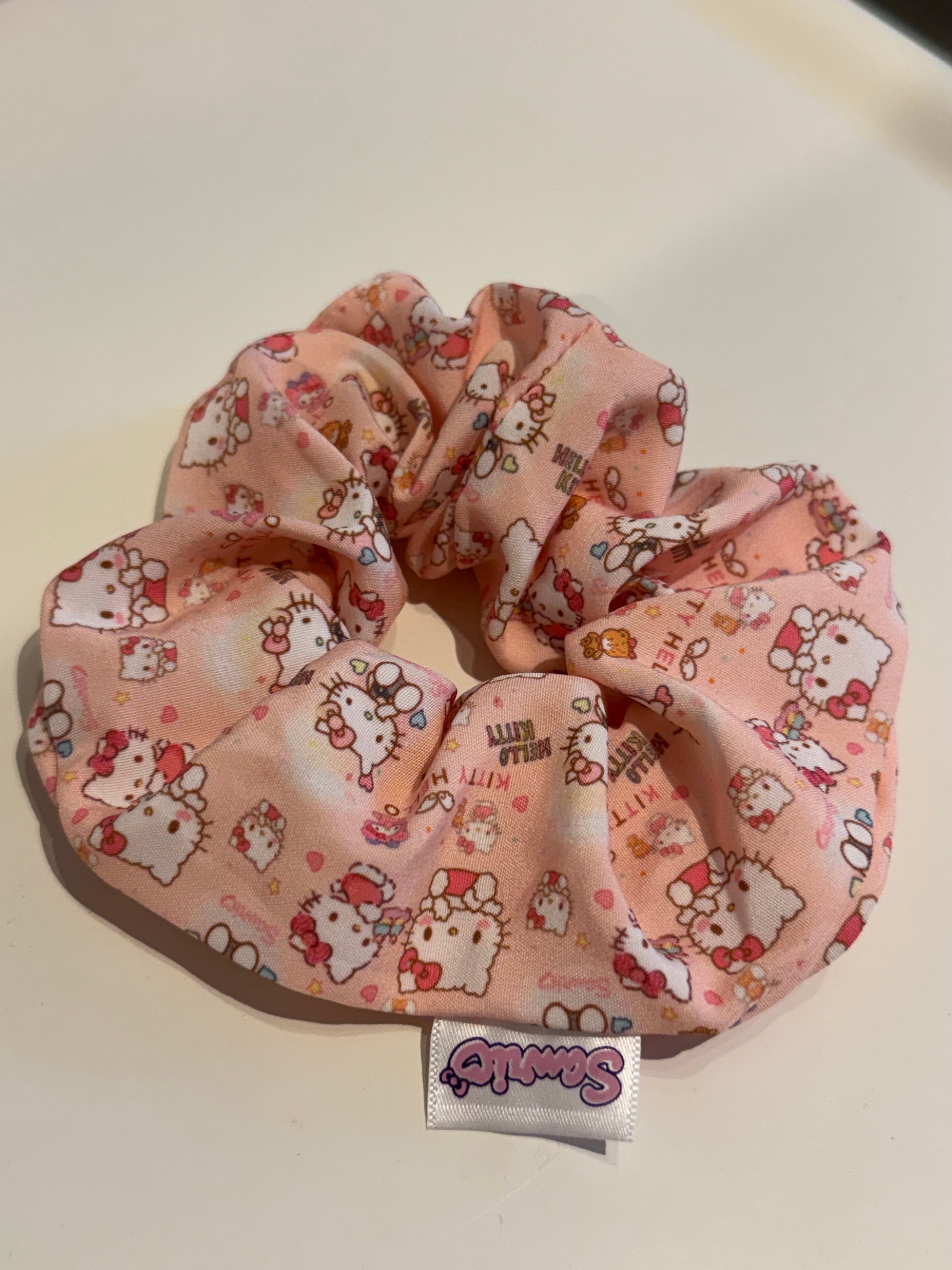 Sanrio Character Pink Scrunchie Hello Kitty and Friends