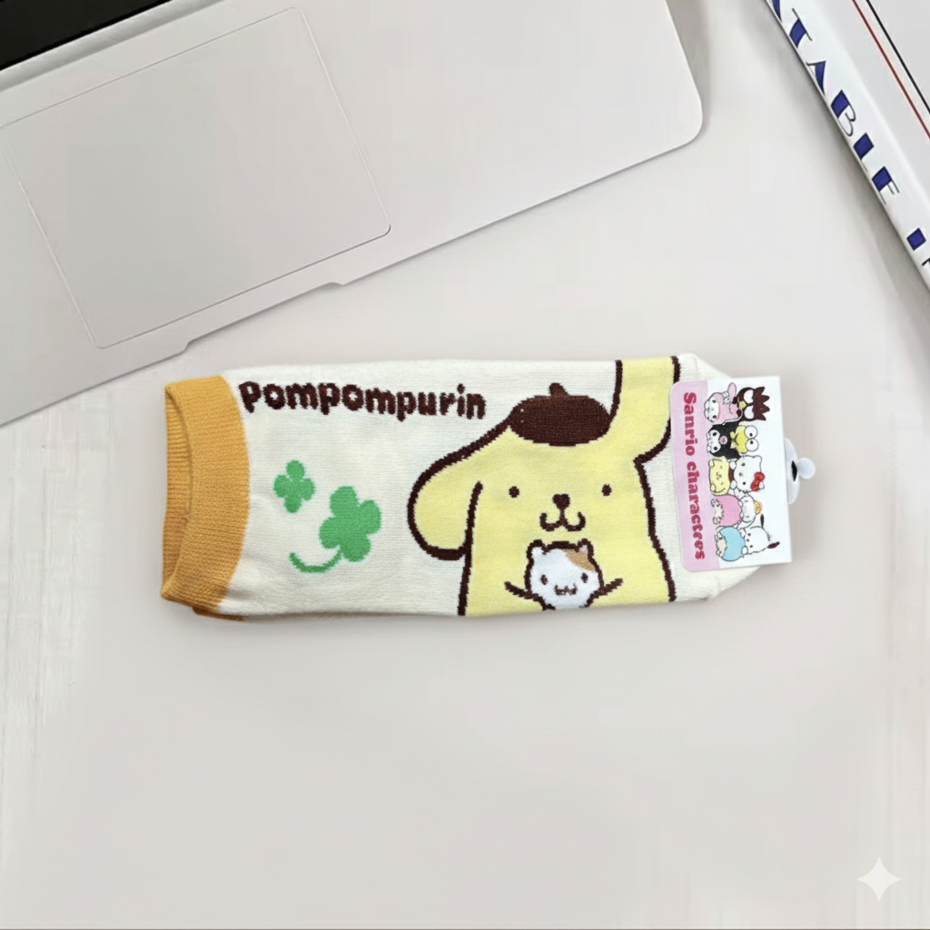Yellow Pompompurin Socks with Hamster Muffin