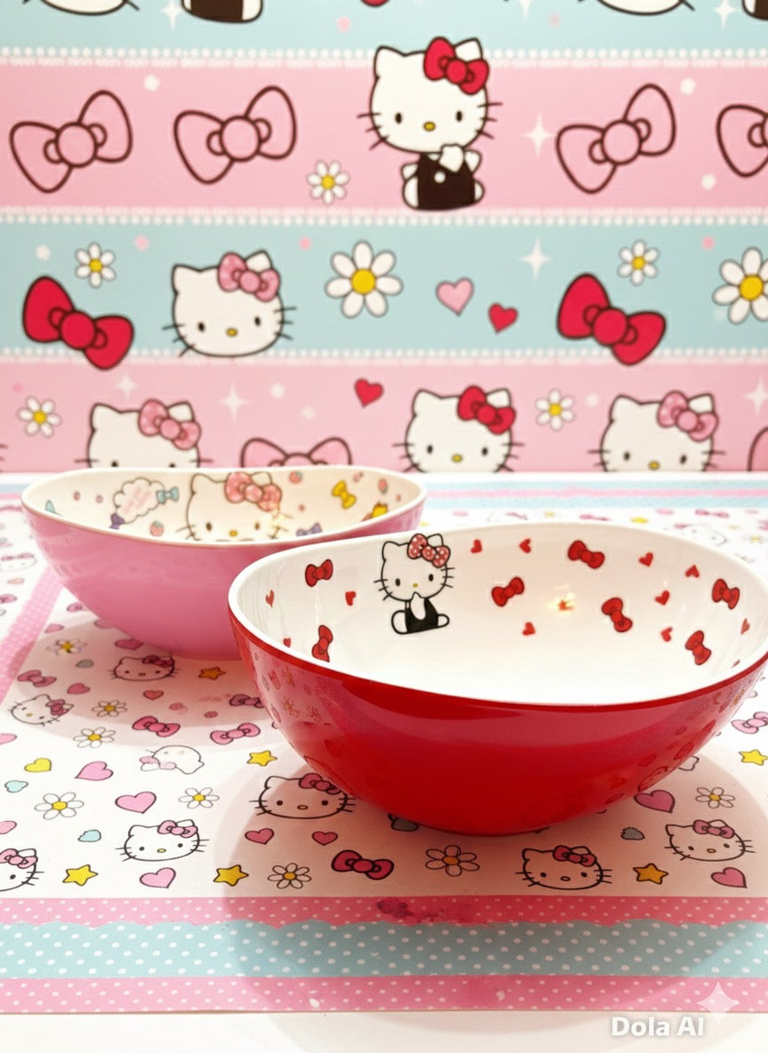 Sanrio Hello Kitty My Melody Melamine Plates and Bowl Kitchen Dishes Tableware Dinnerware Utensils Accessories Kawaii Japanese Anime Cartoon Gifts Birthday Christmas
