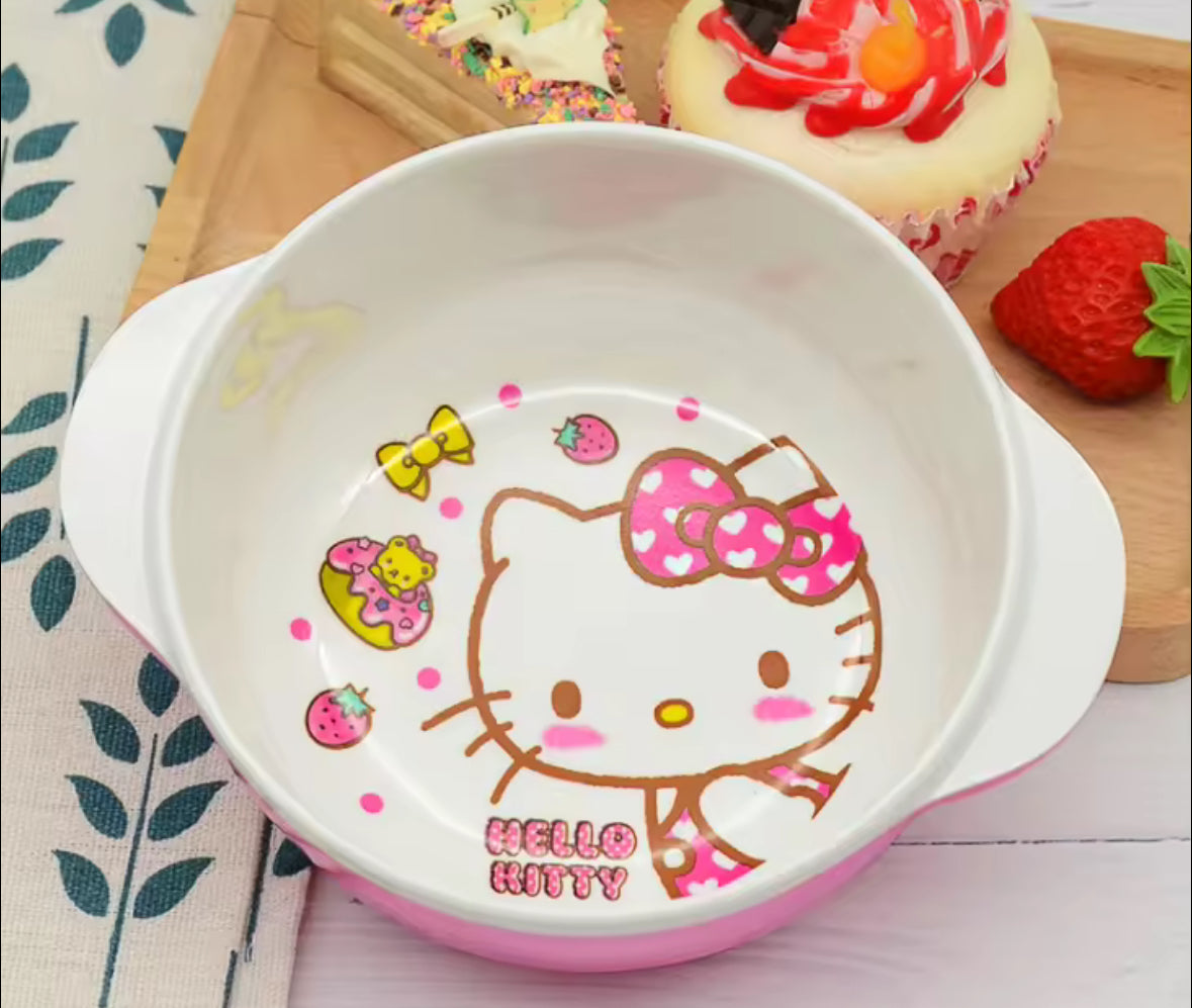 Sanrio Hello Kitty Melamine Plates and Bowl with lid