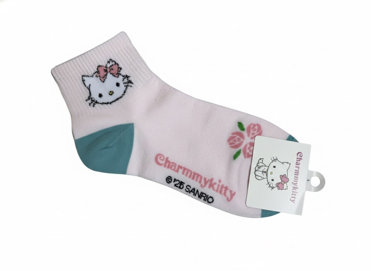 Pastel Pink Charmmy Kitty Socks with Lace Detail