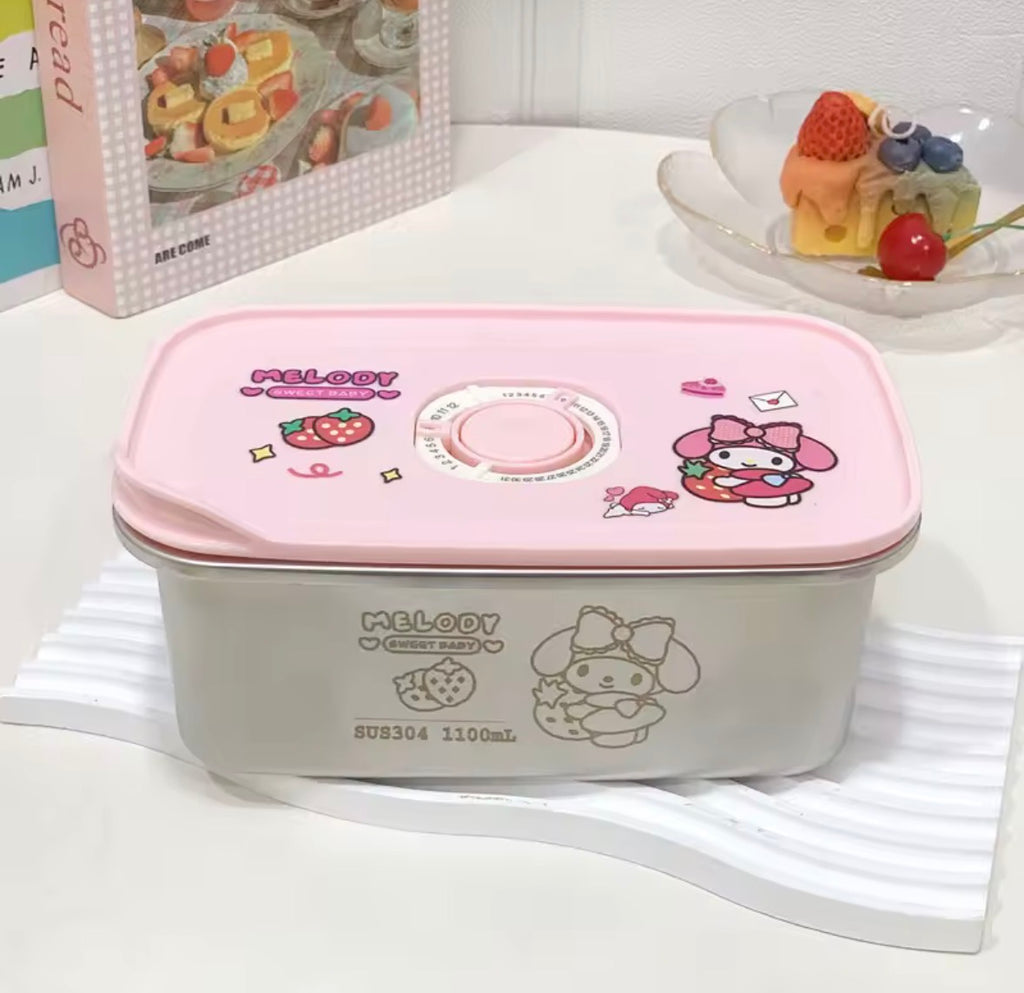 Sanrio Stainless Steel Bento Box | Leak-Proof Metal Lunch Container (Hello Kitty, Kuromi, My Melody)