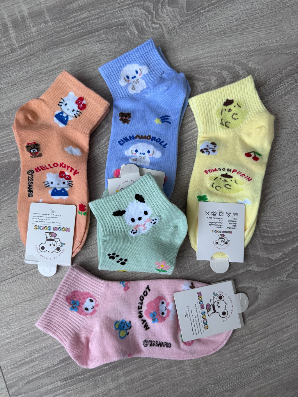 Sanrio Character Ankle Socks – Cute Kawaii Pastel Cotton Socks| Hello Kitty, Cinnamoroll, My Melody, Pochacco, Pompompurin