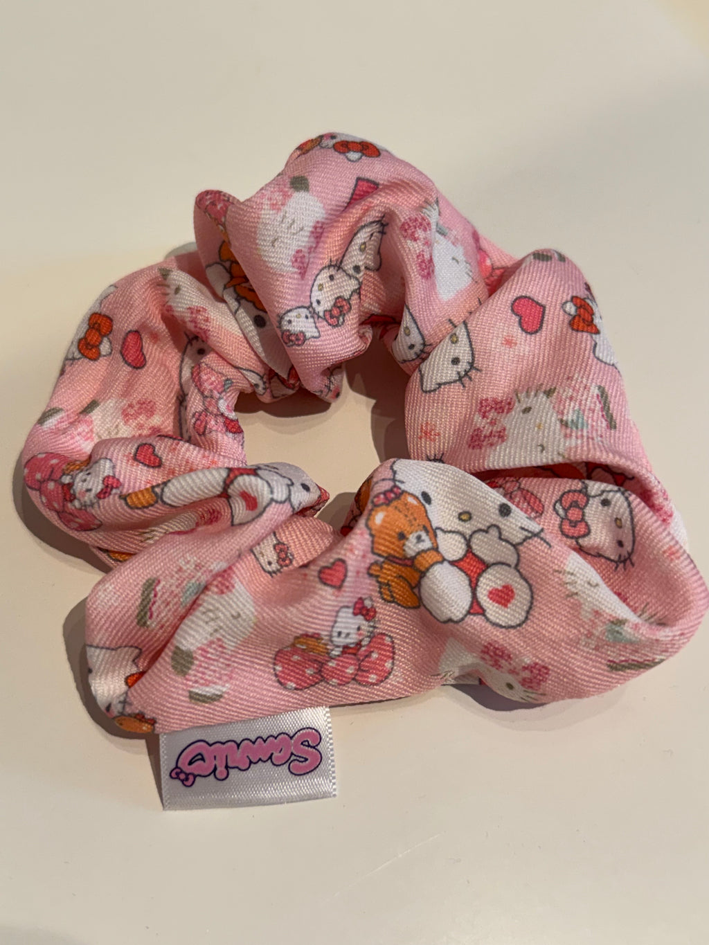 Sanrio Character Pink Scrunchie Hello Kitty and Friends