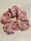 Sanrio Character Pink Scrunchie Hello Kitty and Friends