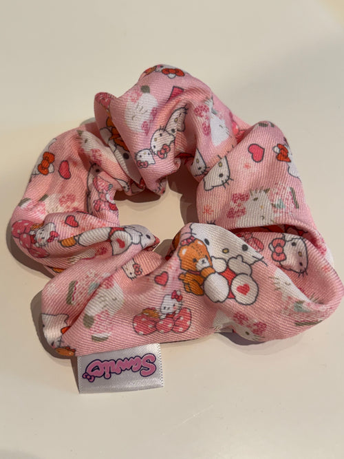 Sanrio Character Pink Scrunchie Hello Kitty and Friends
