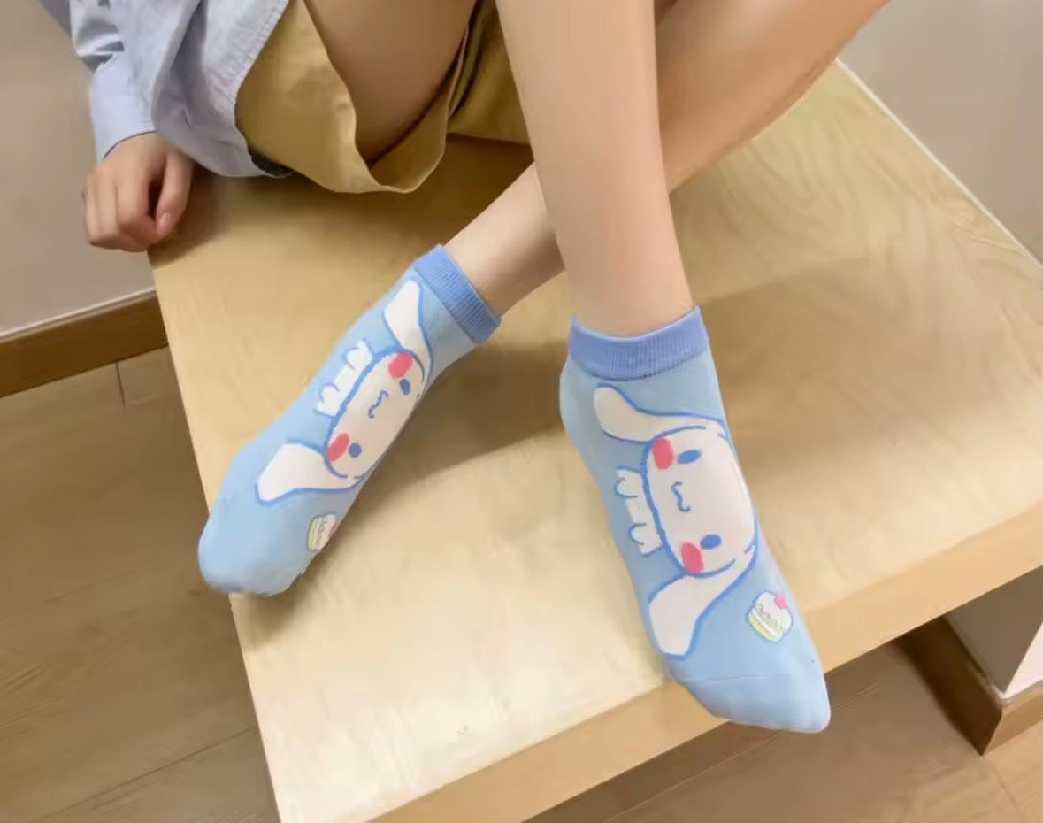 Sanrio Character Ankle Socks - Hello Kitty, My Melody, Pochacco, Pompompurin & Little Twin Stars