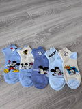 Mickey Mouse & Friends 5-Pack Ankle Socks – Pastel Blue & Cream Disney Character Low-Cut Socks, Soft Cotton Blend