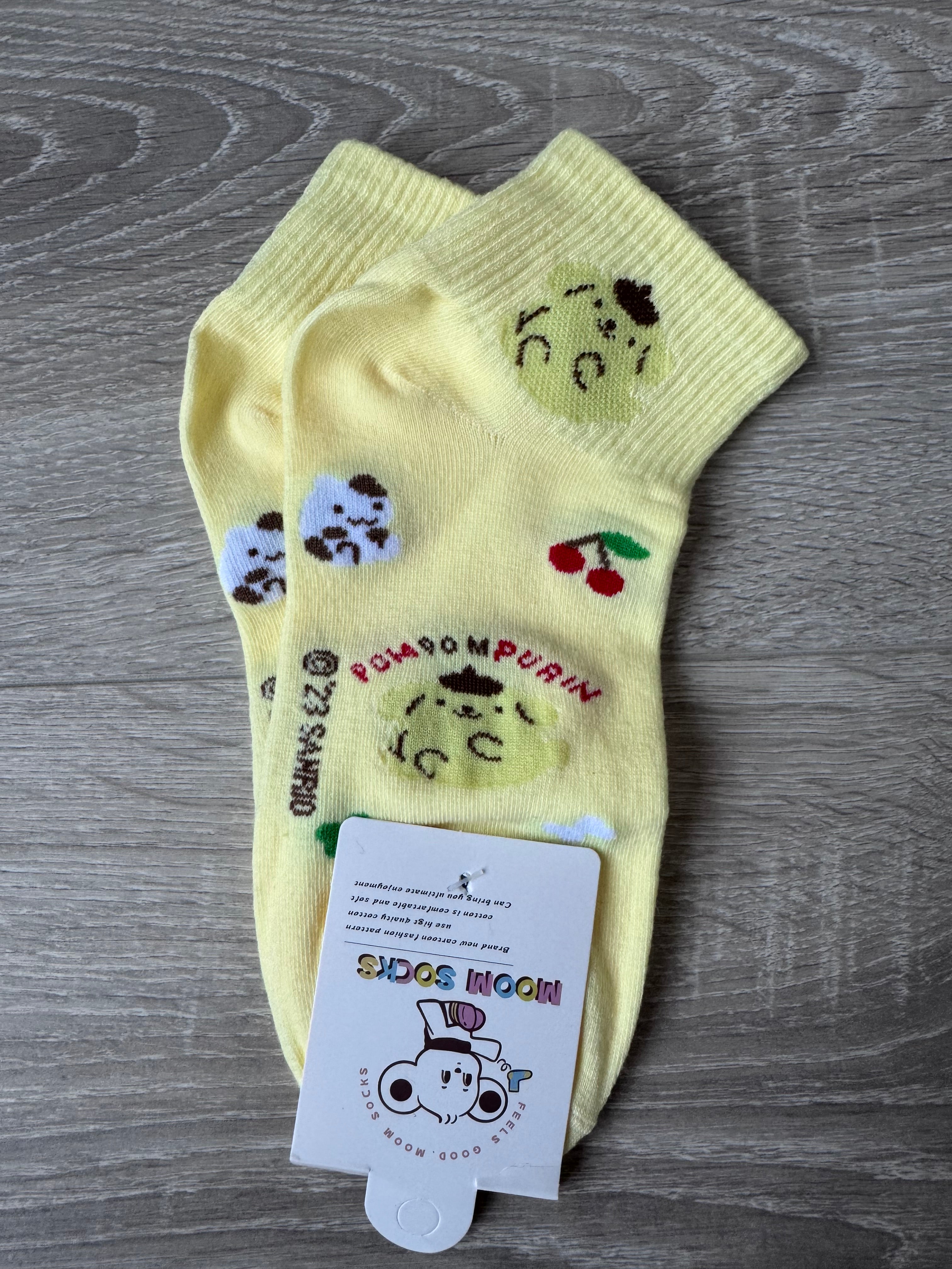 Sanrio Character Ankle Socks – Cute Kawaii Pastel Cotton Socks| Hello Kitty, Cinnamoroll, My Melody, Pochacco, Pompompurin