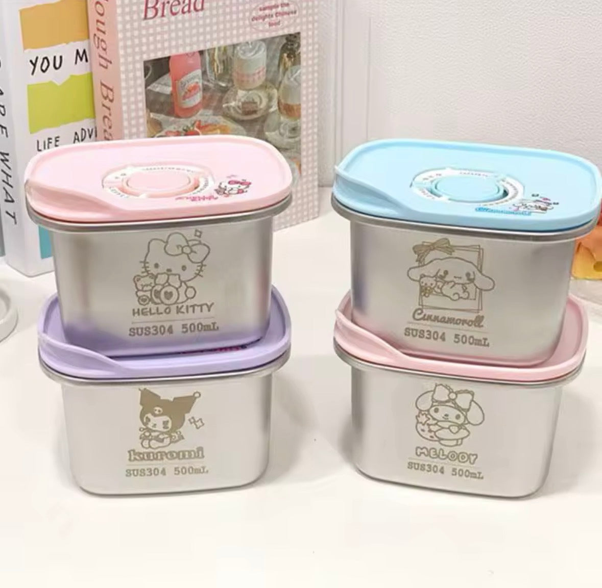 Sanrio Stainless Steel Bento Box | Leak-Proof Metal Lunch Container (Hello Kitty, Kuromi, My Melody)