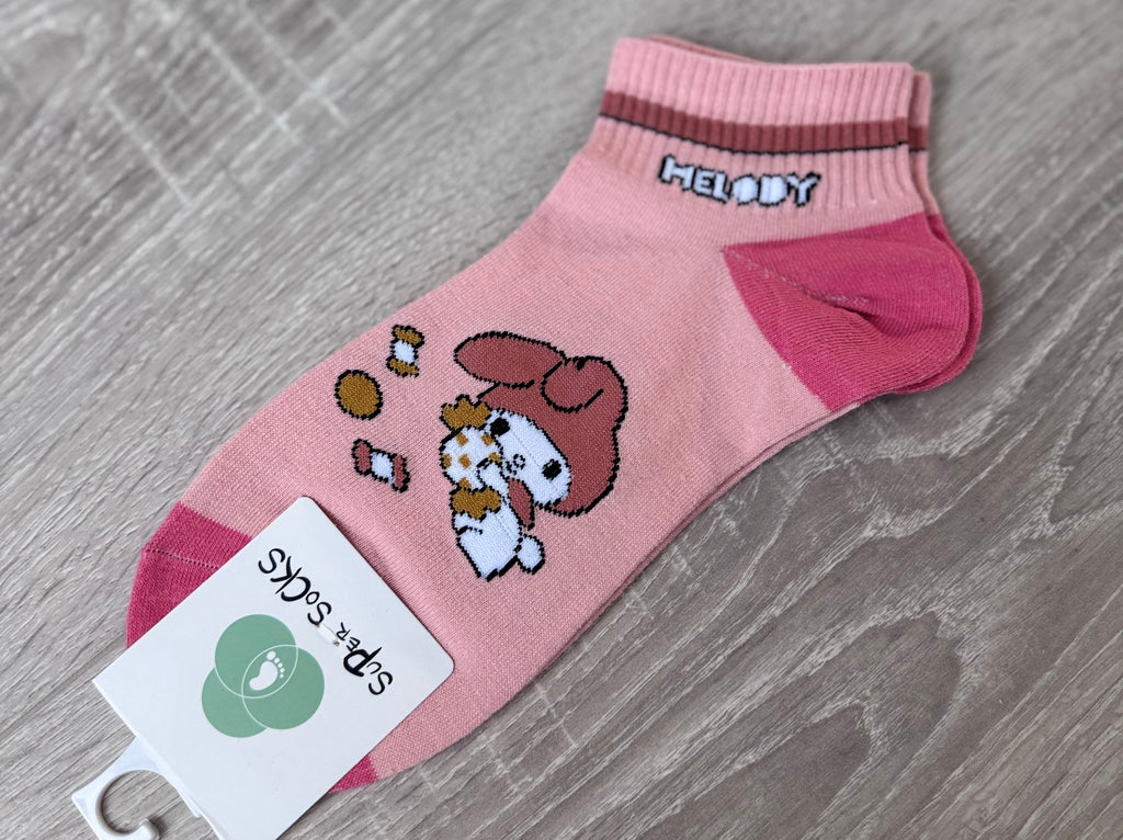 My Melody Character Ankle Socks - 5 Pair Set - Pink Kawaii Aesthetic Cotton Socks for Women and Teens
