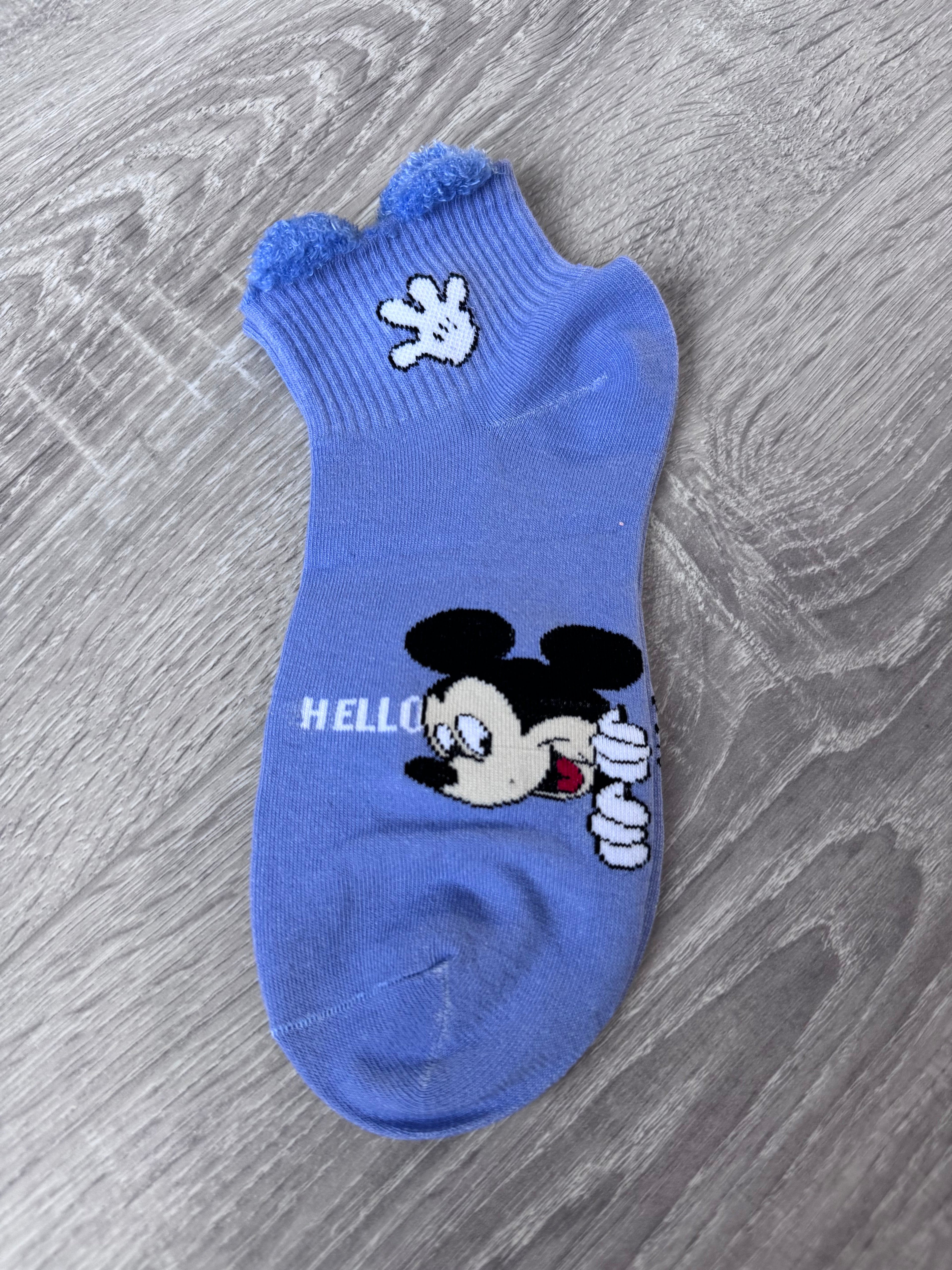 Mickey Mouse & Friends 5-Pack Ankle Socks – Pastel Blue & Cream Disney Character Low-Cut Socks, Soft Cotton Blend
