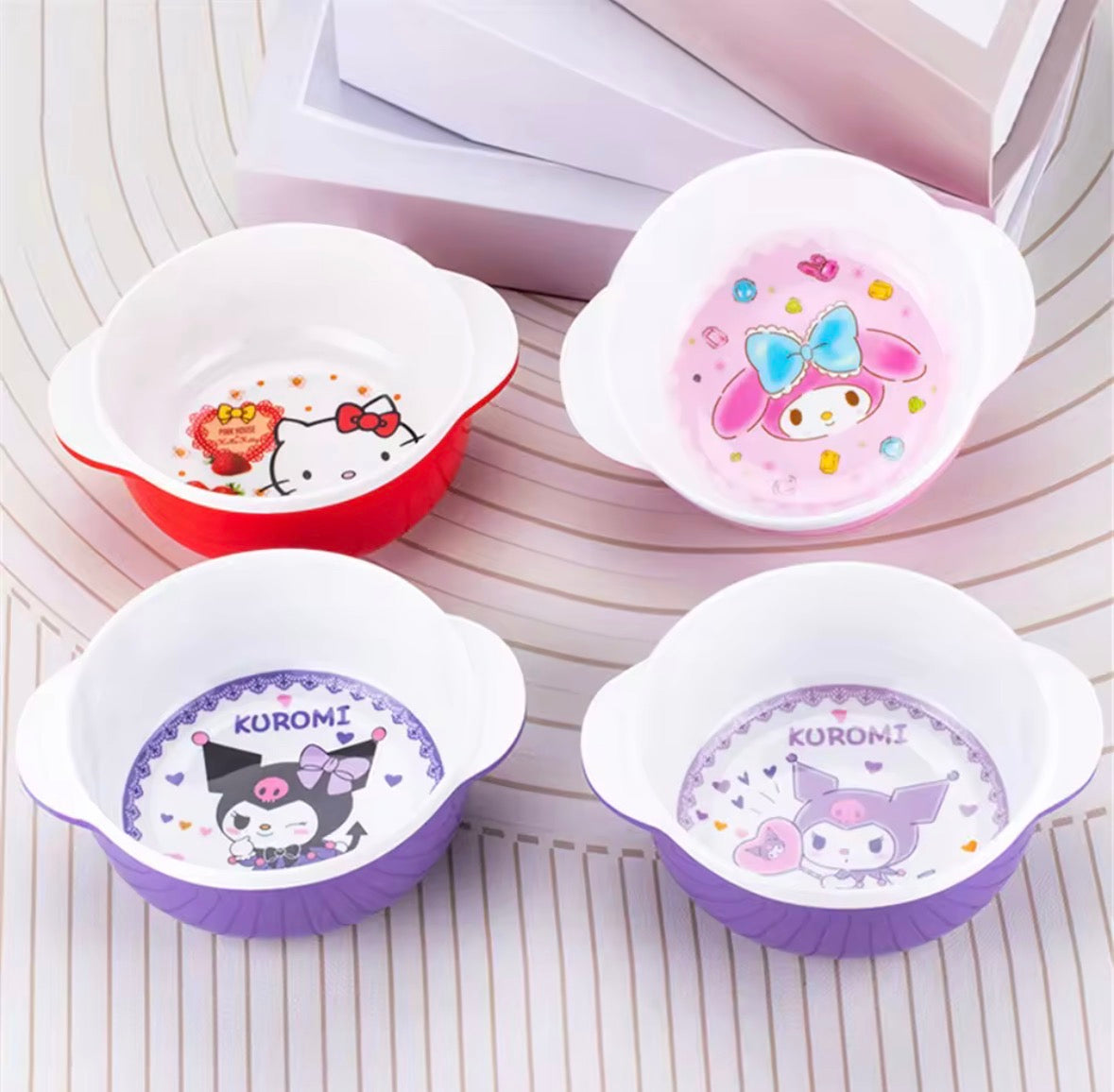 Sanrio Hello Kitty Melamine Plates and Bowl with lid