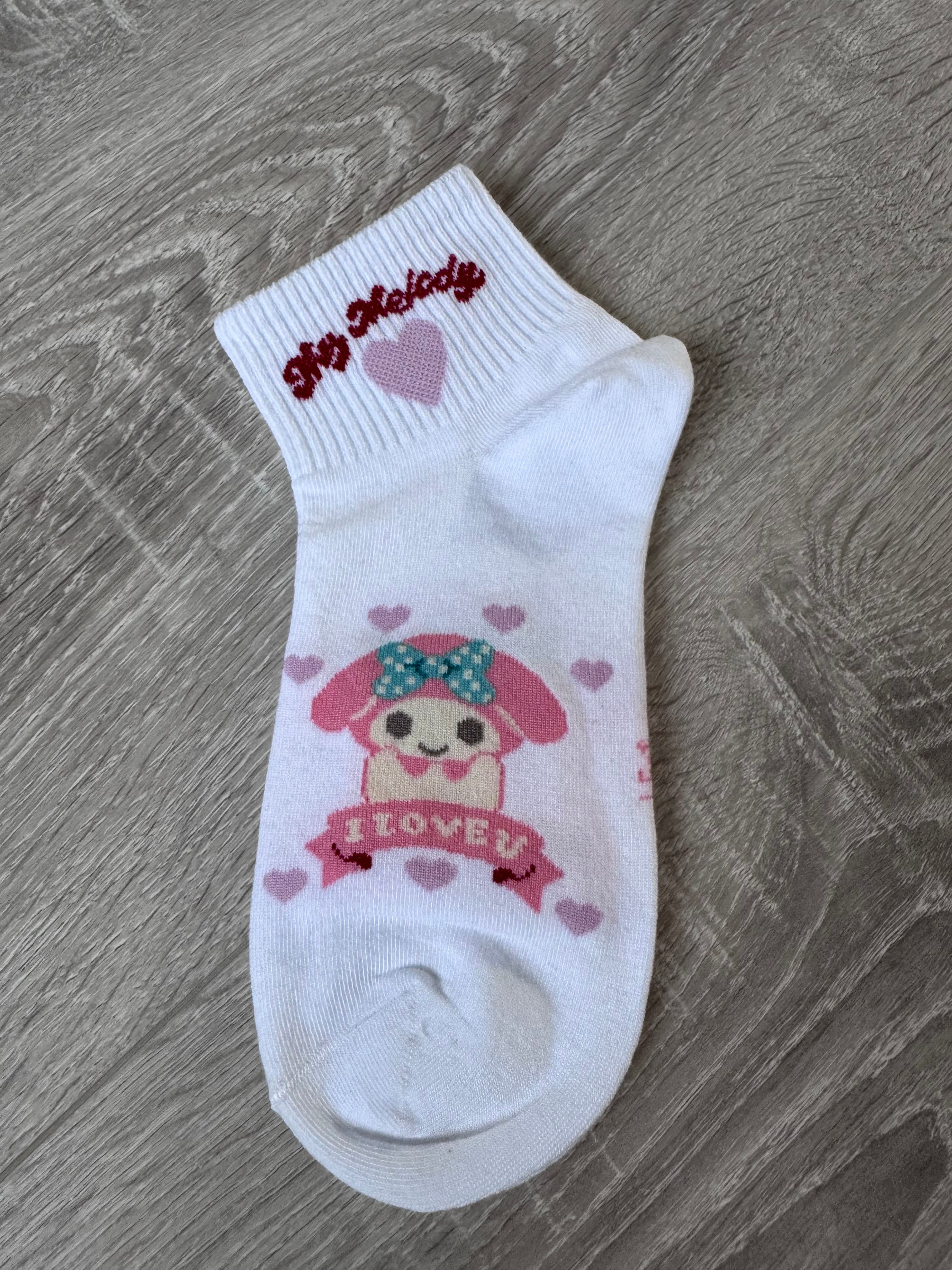 Sanrio Character Ankle Socks - Hello Kitty, Kuromi, My Melody, Cinnamoroll, Pompompurin - Kawaii Aesthetic Pastel Socks - 1 Pair