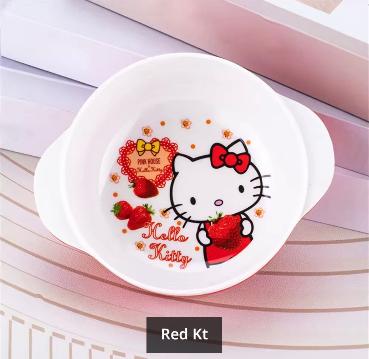 Sanrio Hello Kitty Melamine Plates and Bowl with lid