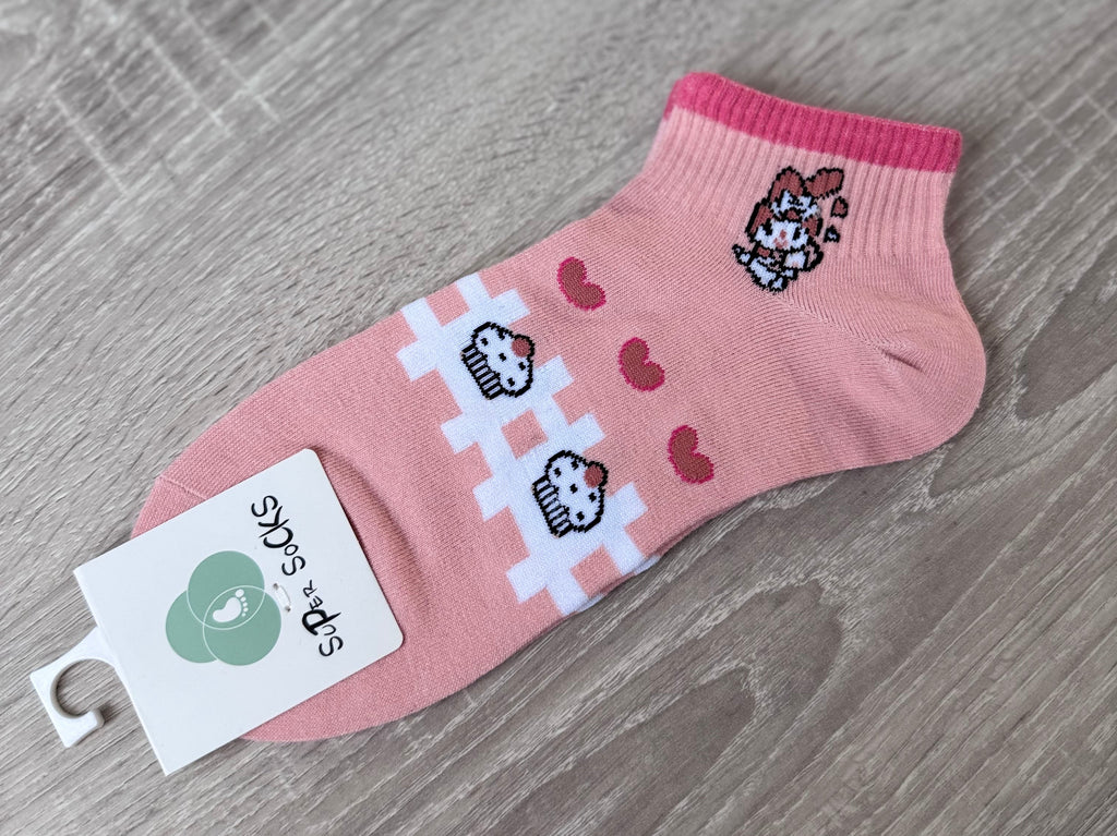My Melody Character Ankle Socks - 5 Pair Set - Pink Kawaii Aesthetic Cotton Socks for Women and Teens