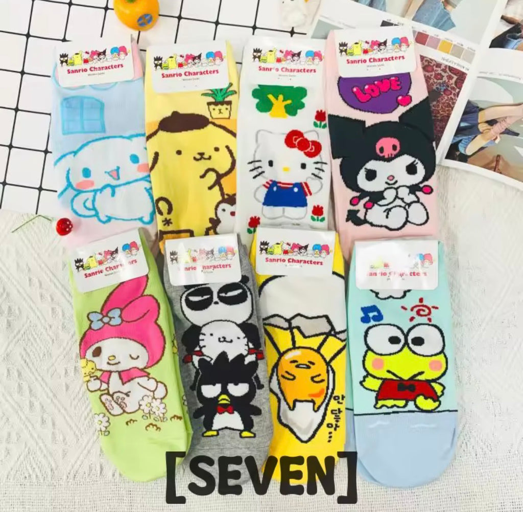 Kawaii Sanrio Character Ankle Socks Hello Kitty My Melody Kuromi Cinnamoroll Keroppi Cute Pastel Aesthetic Socks