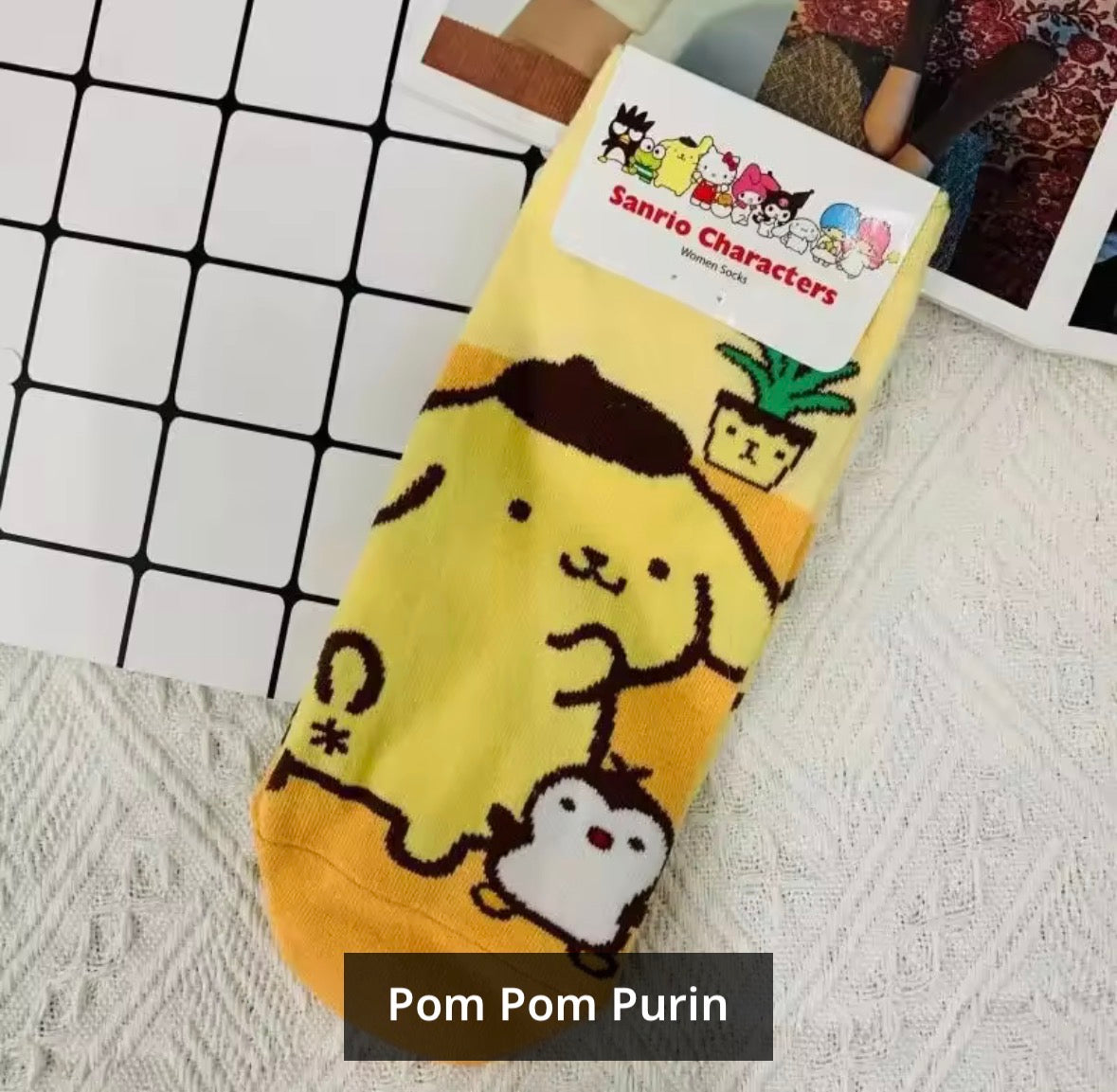 Cute Pastel Sanrio Socks Cinnamoroll Keroppi Pompompurin