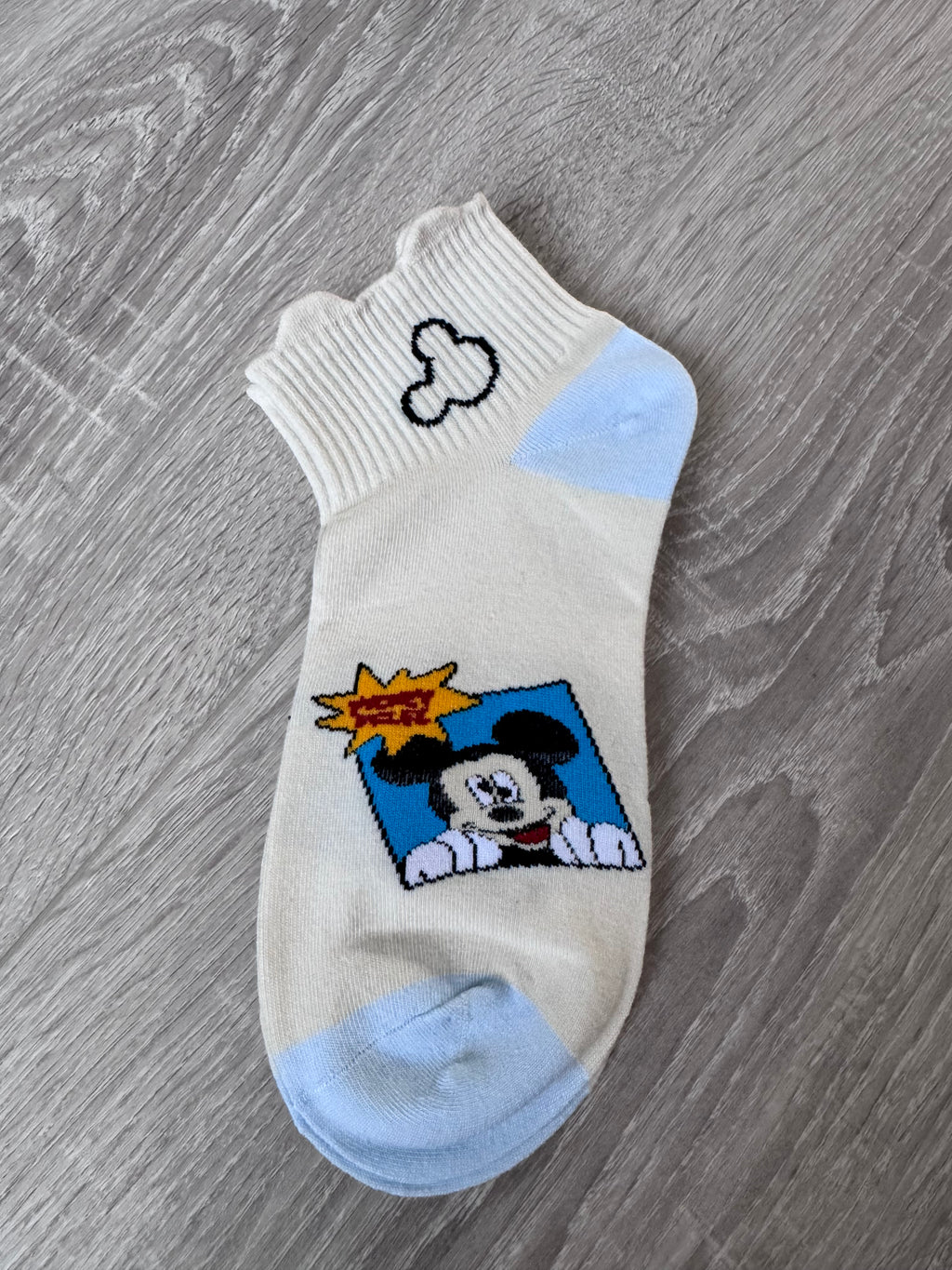Mickey Mouse & Friends 5-Pack Ankle Socks – Pastel Blue & Cream Disney Character Low-Cut Socks, Soft Cotton Blend