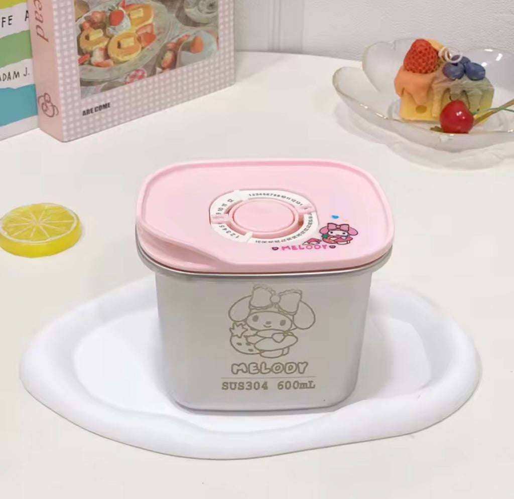 Sanrio Stainless Steel Bento Box | Leak-Proof Metal Lunch Container (Hello Kitty, Kuromi, My Melody)