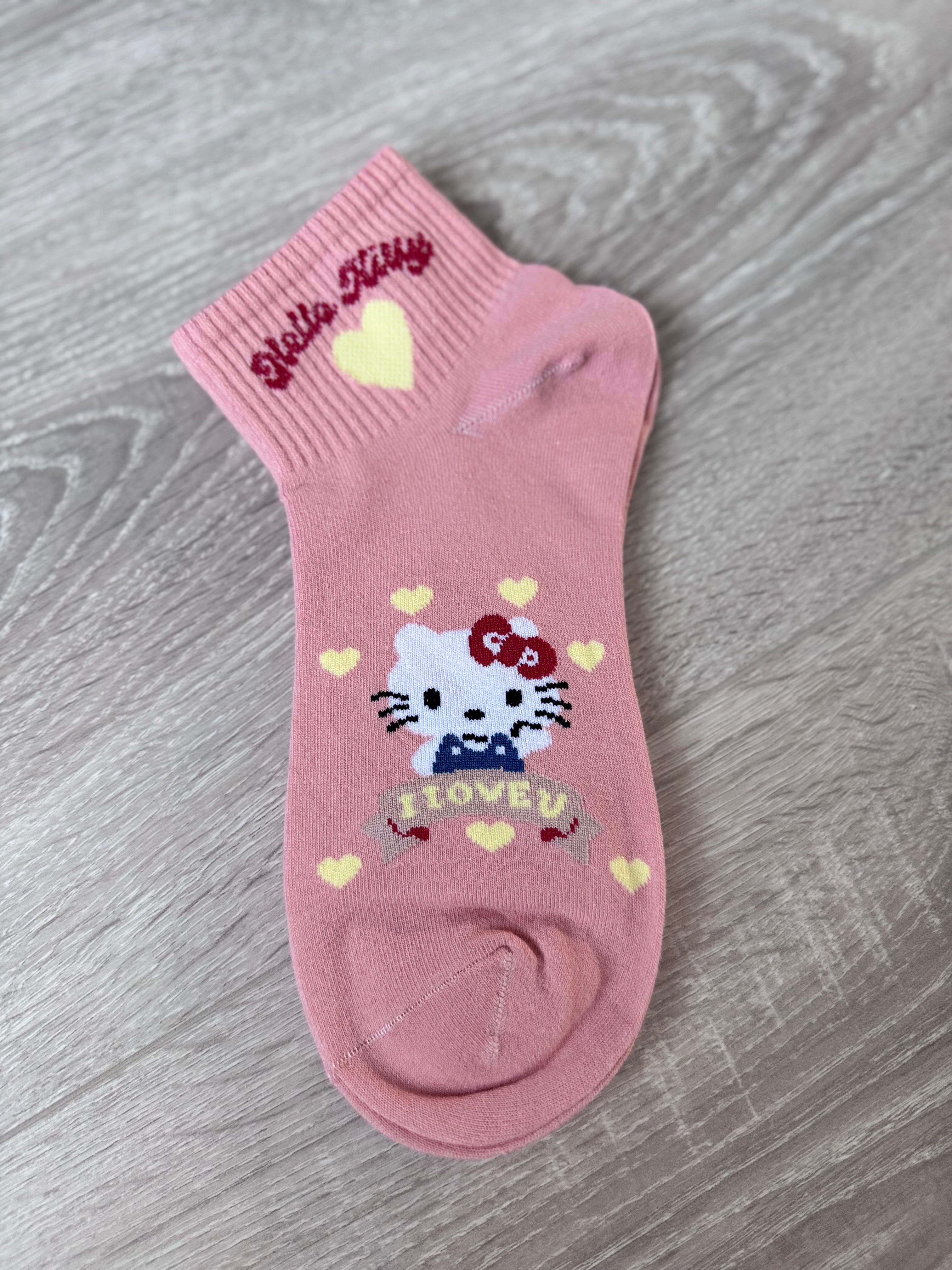 Sanrio Character Ankle Socks - Hello Kitty, Kuromi, My Melody, Cinnamoroll, Pompompurin - Kawaii Aesthetic Pastel Socks - 1 Pair